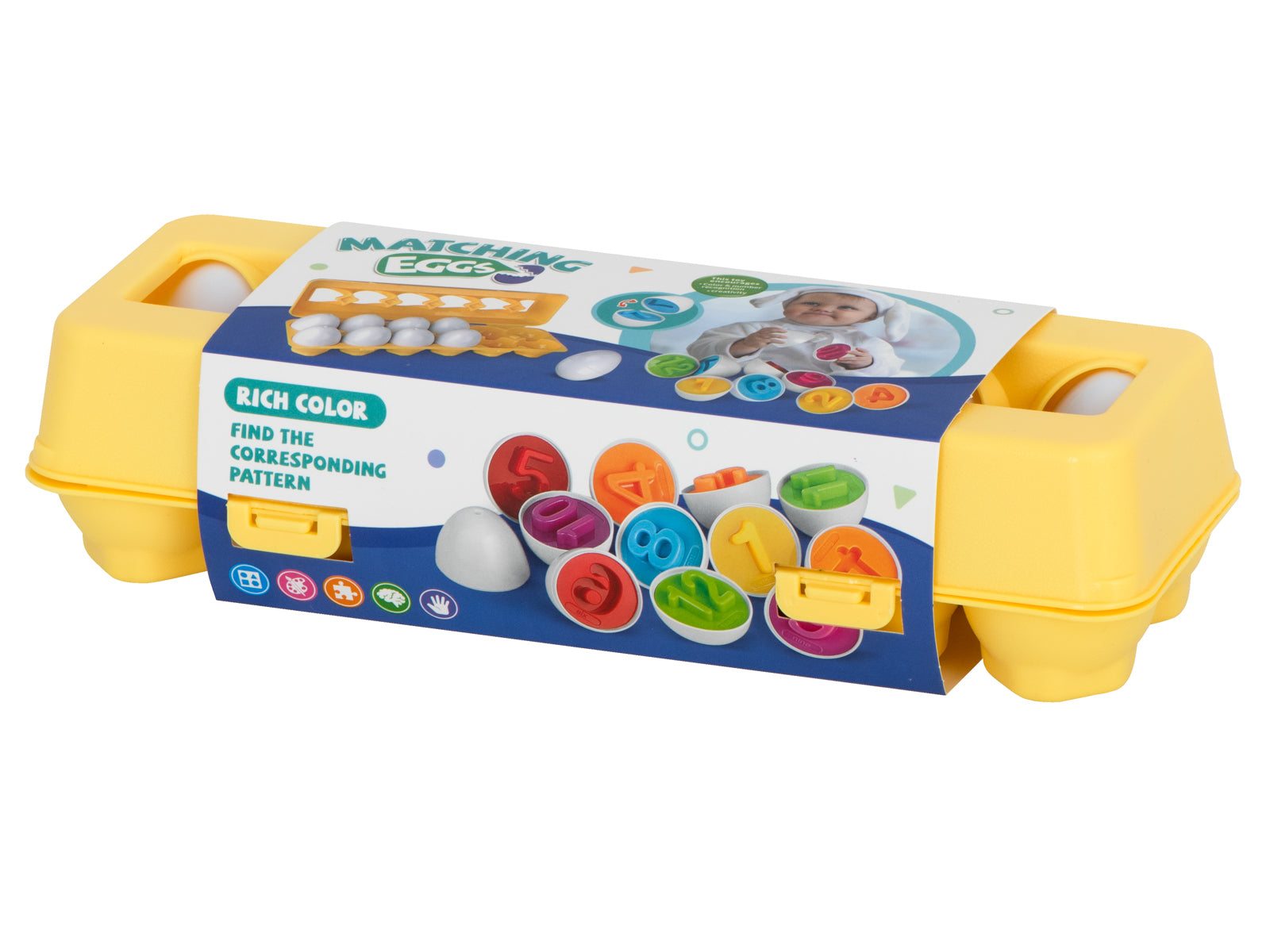 Educational Puzzle Sorter Match Shapes Numbers Eggs 12pcs