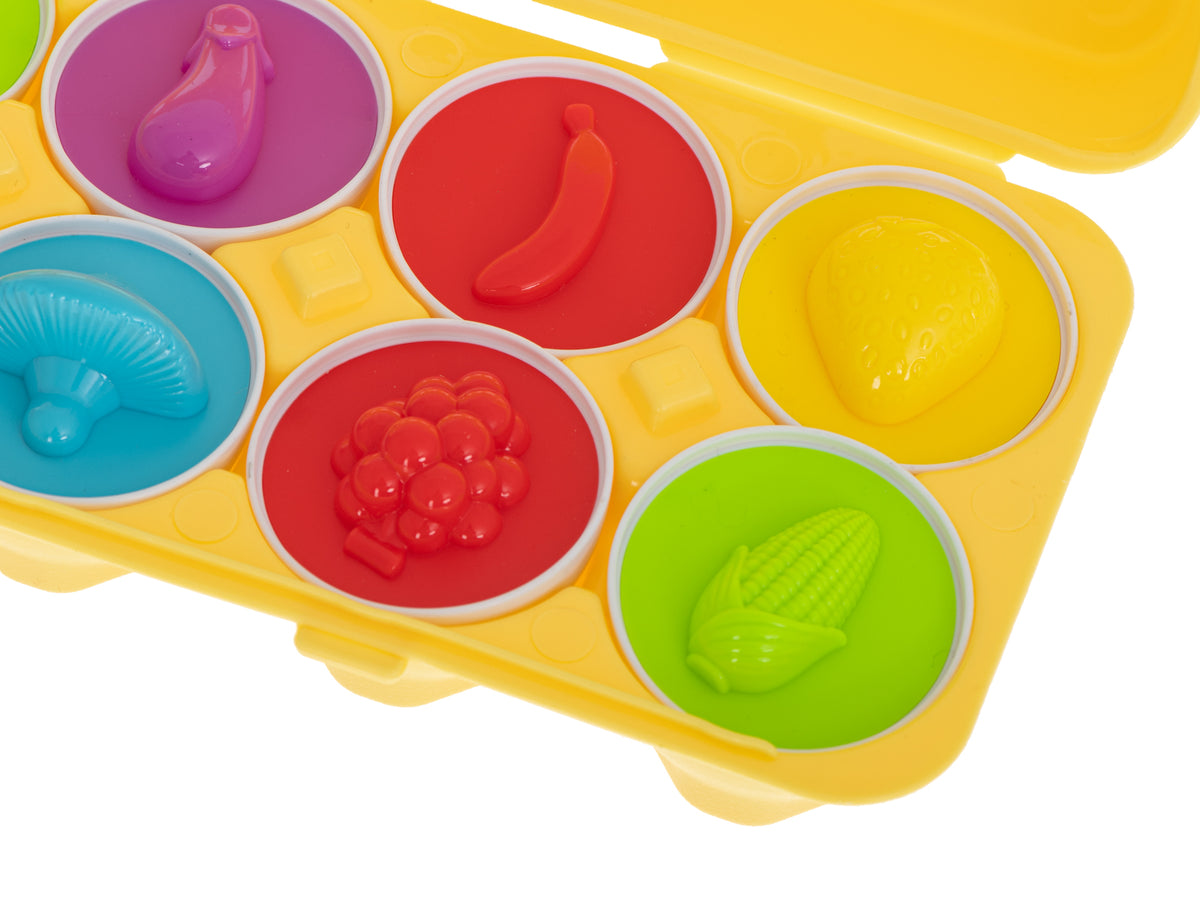 Puzzle Educativ Sortator Forme de Chibrit Fructe Ouă 12buc