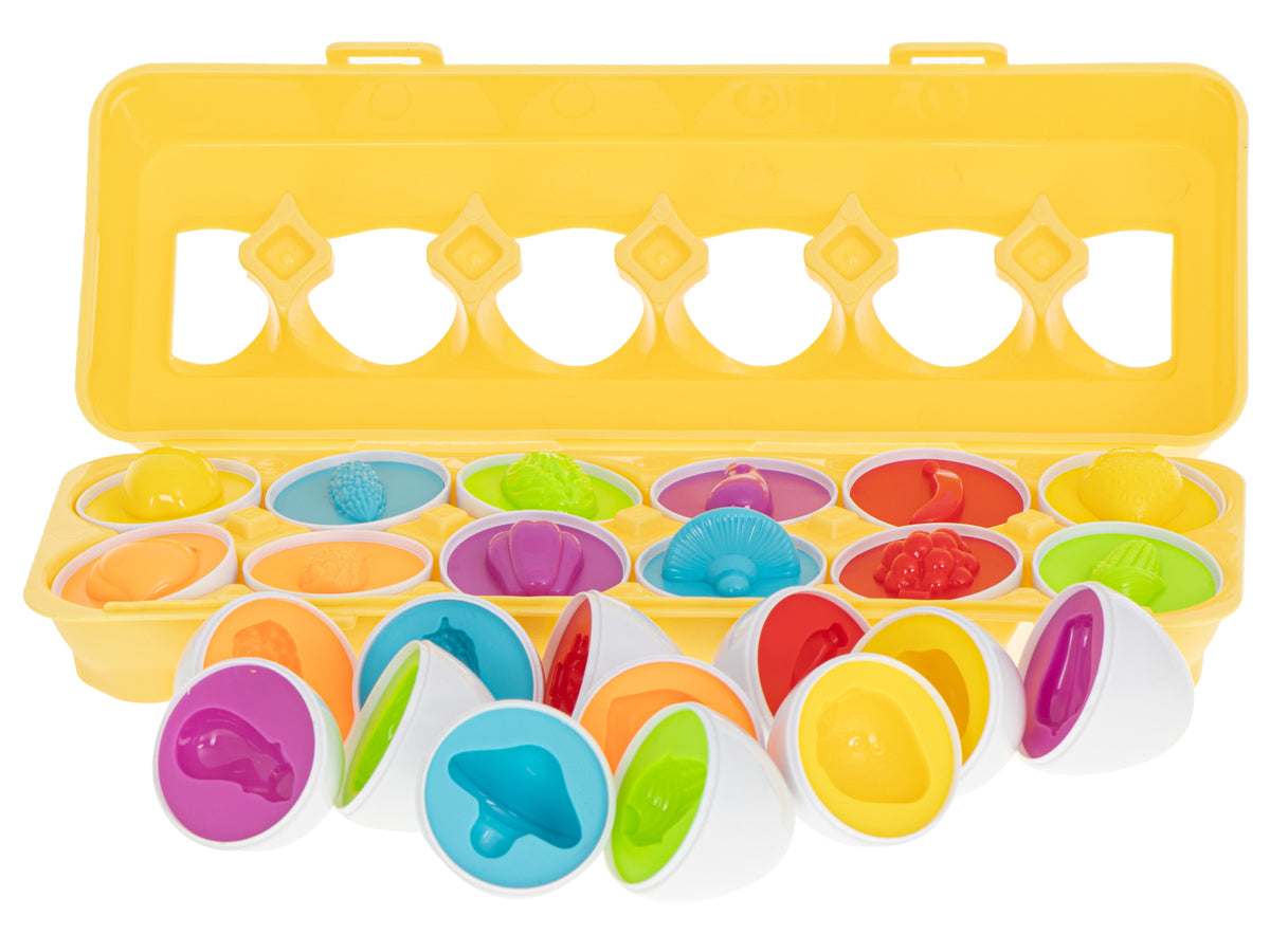 Puzzle Educativ Sortator Forme de Chibrit Fructe Ouă 12buc