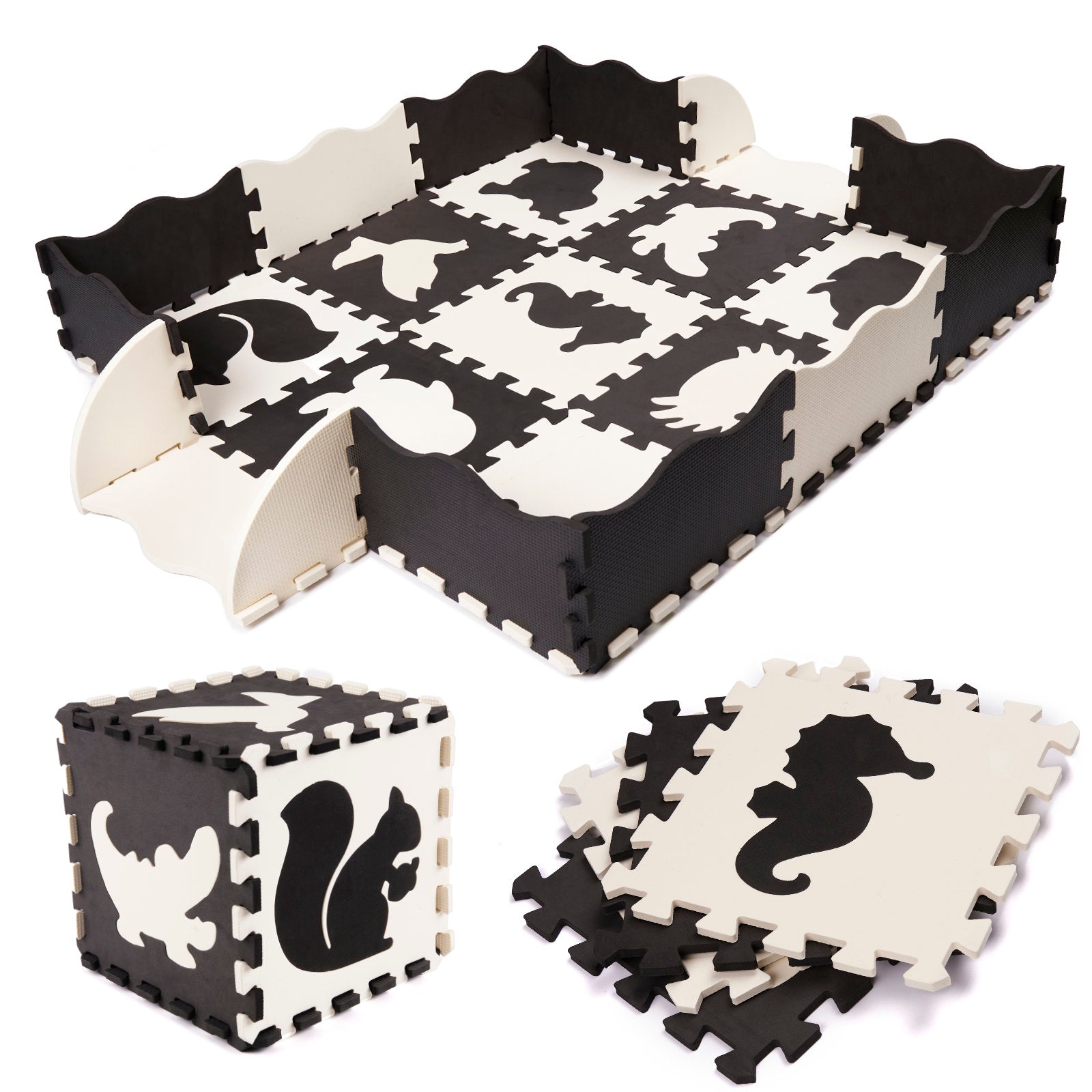 Foam Puzzle Mat / Playpen For Children 25el. Black And White