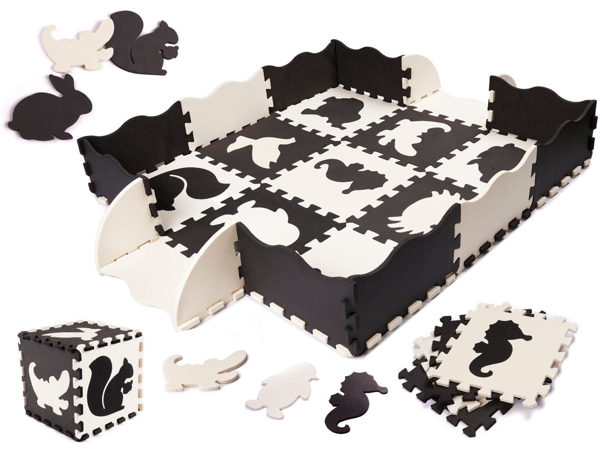 Foam Puzzle Mat / Playpen For Children 25el. Black And White