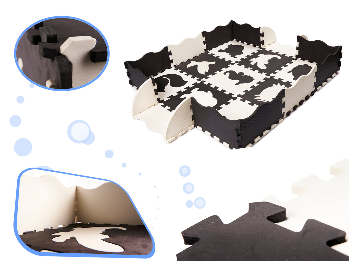 Foam Puzzle Mat / Playpen For Children 25el. Black And White