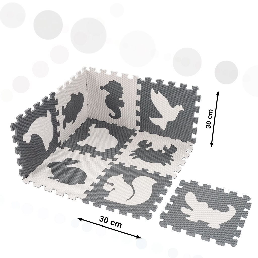 Foam Puzzle Mat For Children 9 El. Black-ecru 85cm X 85cm X 1cm