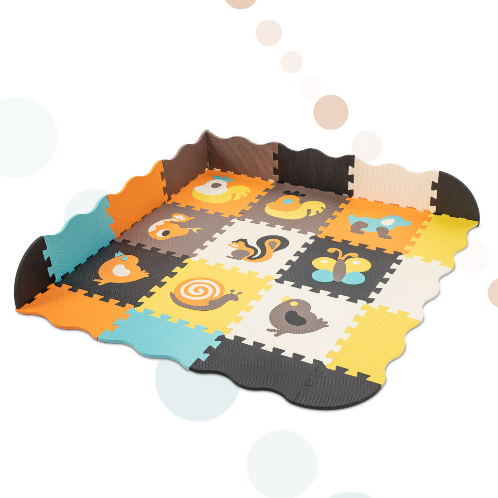 Foam Puzzle Mat / Playpen For Children 25el. Colorful Animals 114cm X 114cm X 1cm