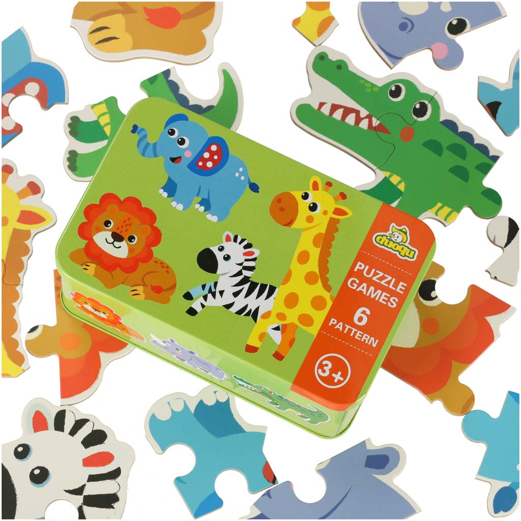Puzzle In A Can Safari Animals 25 Puzzles