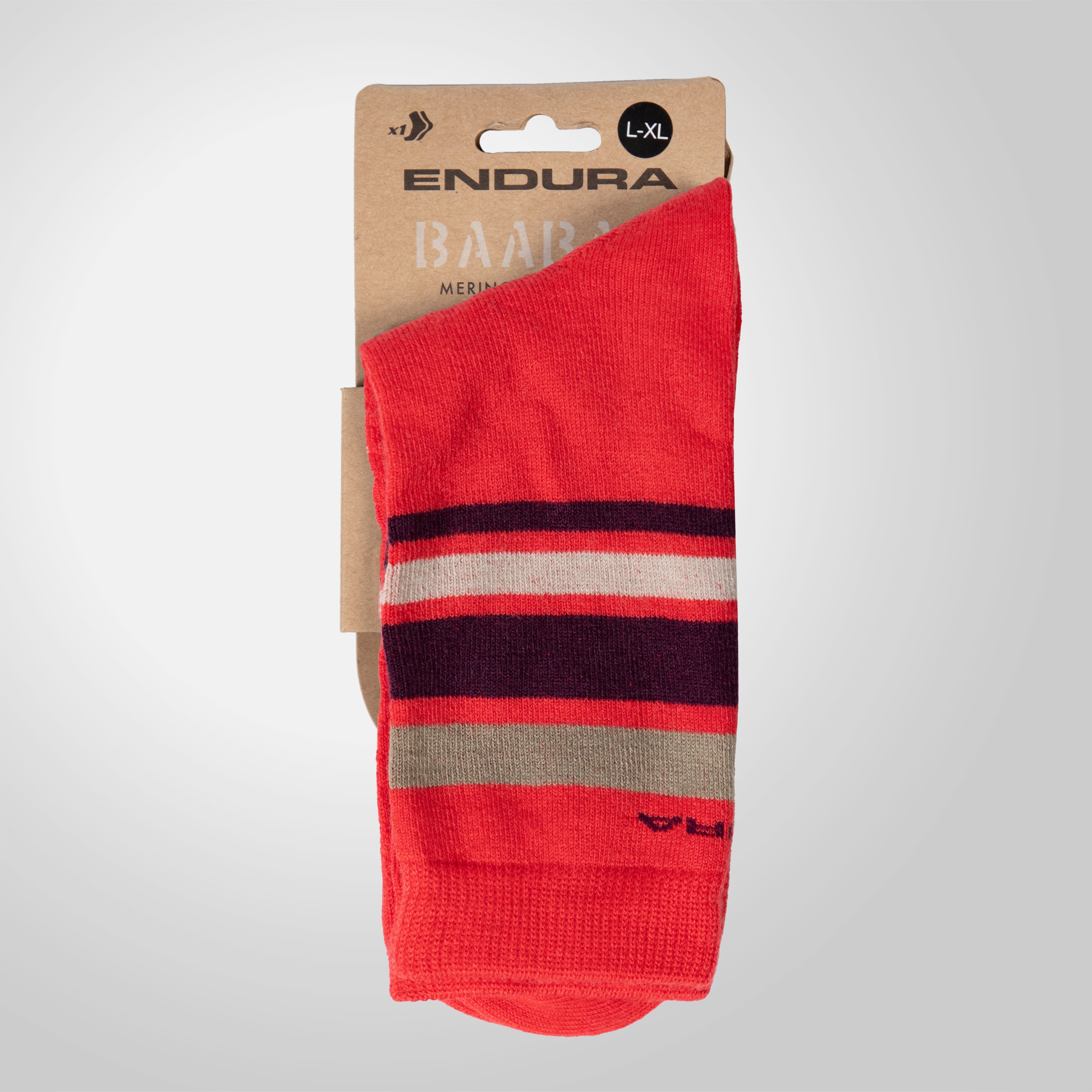 Endura Baabaa Merino Stripe Sock Pomegranate