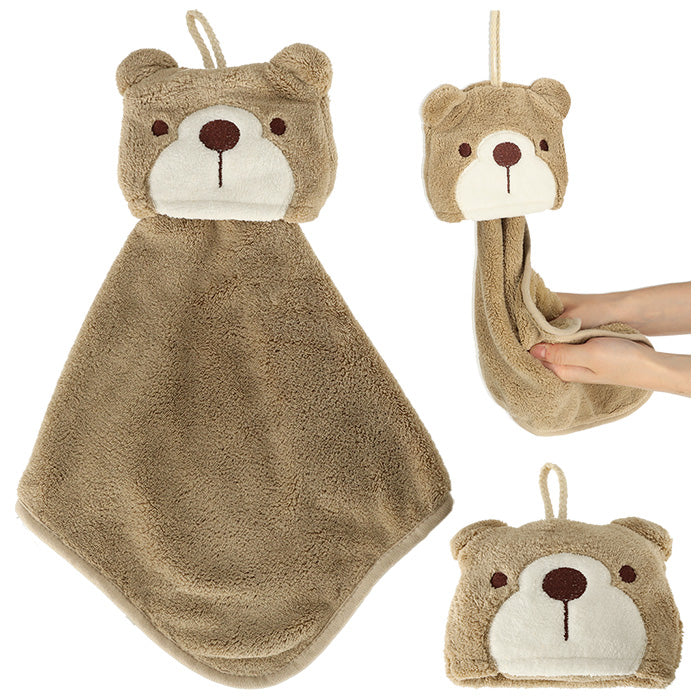 Essuie-mains enfant pour maternelle 42x25cm Ours en peluche marron