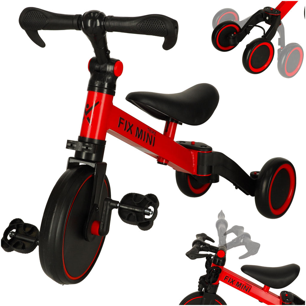 Trike Fix Mini Cross-country driewieler 3 in 1 met pedalen Rood