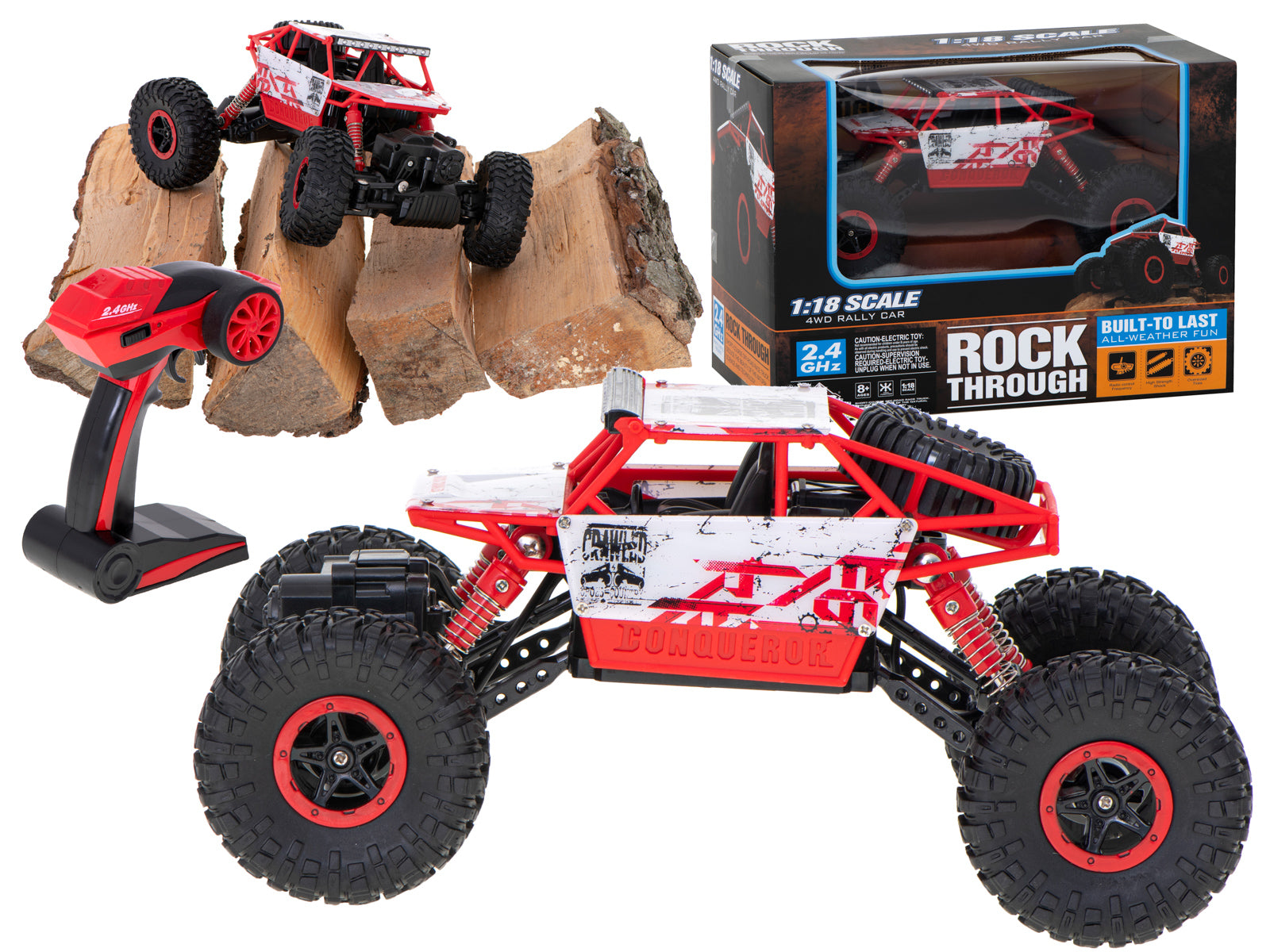 Rc Car Rock Crawler Hb 2.4ghz 1:18 Red