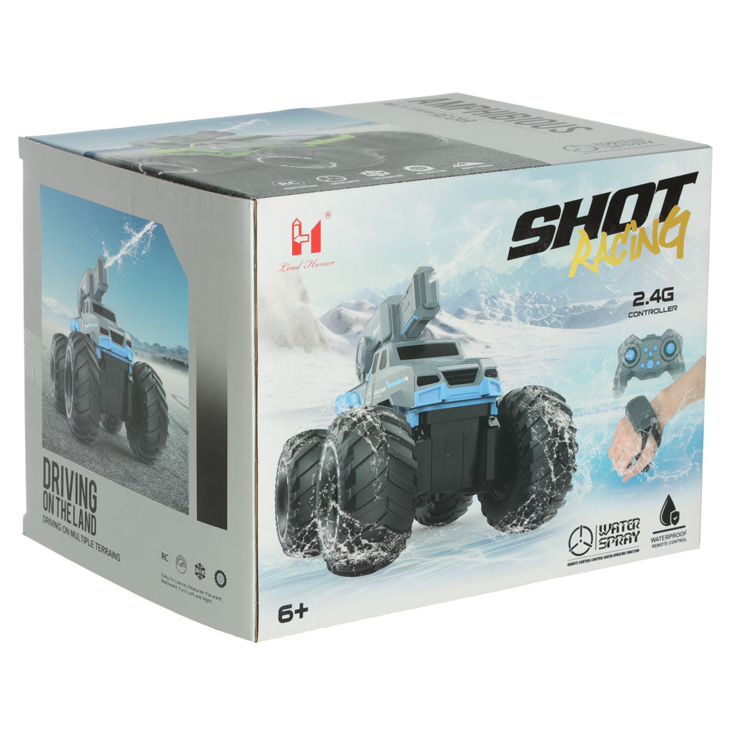 Rc Amphibious Waterproof Car Controlled By Hand Gestures + 2 Remote Controls Blue