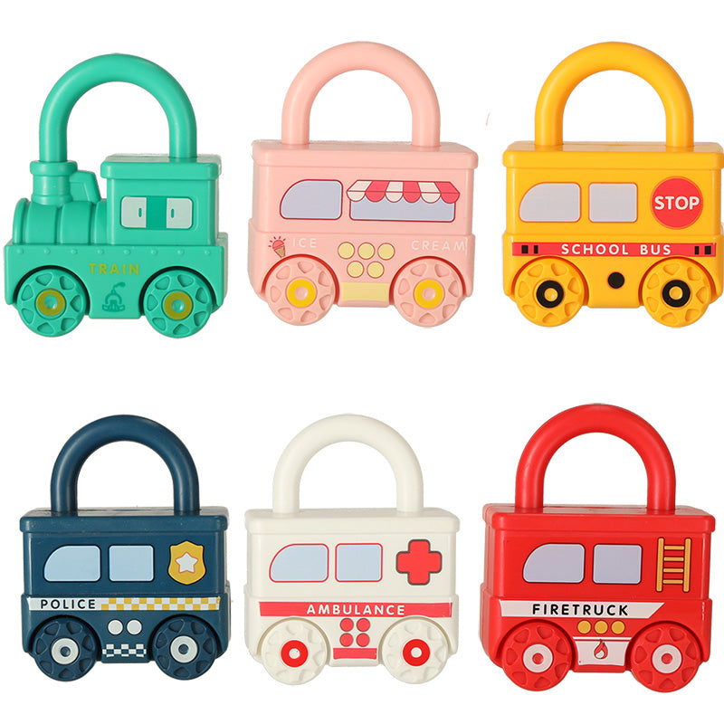 Educational Game Puzzle Car Blocks Padlocks Sensory Toy Montessori