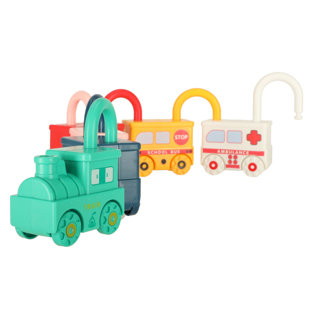 Educational Game Puzzle Car Blocks Padlocks Sensory Toy Montessori