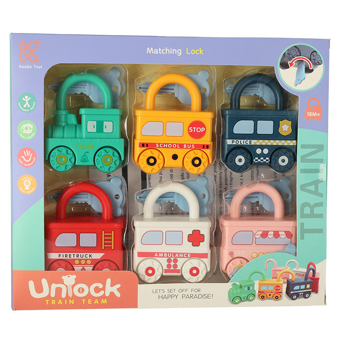 Educational Game Puzzle Car Blocks Padlocks Sensory Toy Montessori