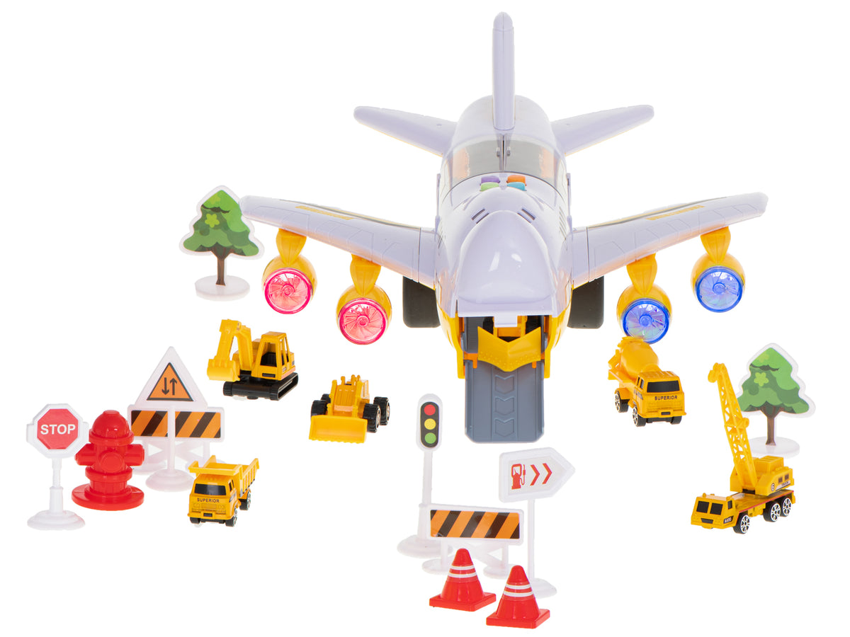 Avión transportador + 6 coches Vehículos de construcción Lado/delantero