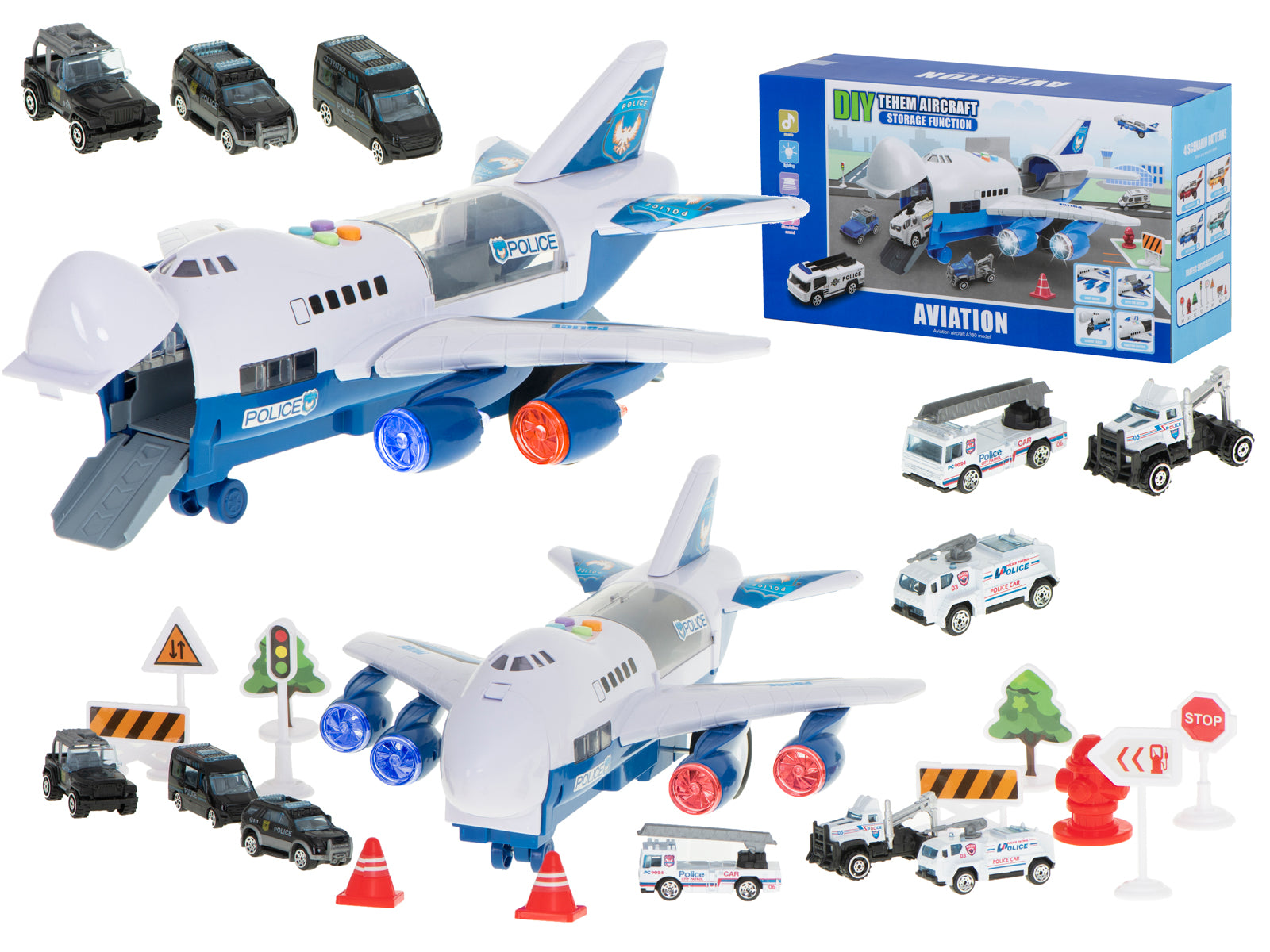 Transporter Plane + 6 Cars Police Side/front