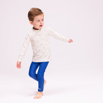 Swim Essentials Uv Swimming T-shirt Long Sleeves - Beige/blue - Seas The Day