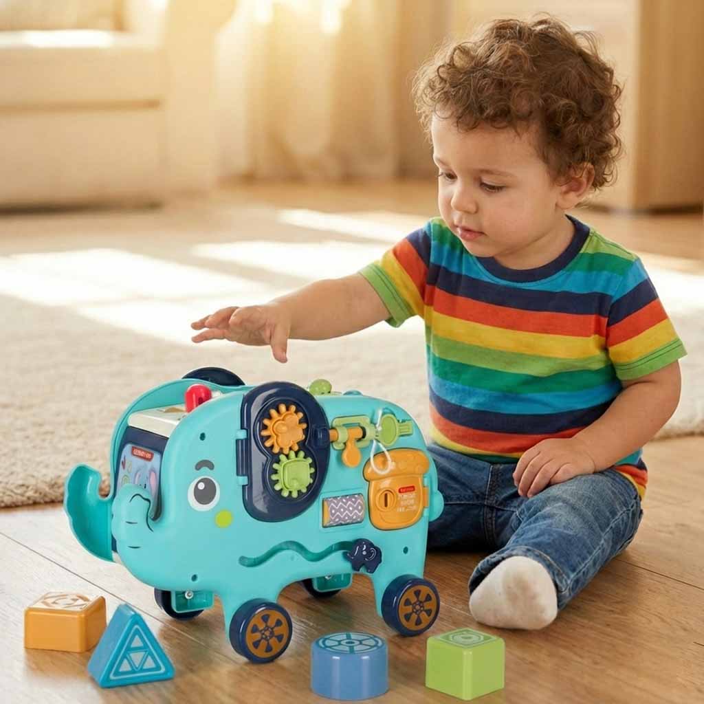 Martillo clasificador de bloques interactivo Montessori Elephant Pounder 26cm
