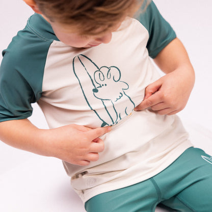 Swim Essentials Zwemshirt Korte Mouwen - Groen - Surfer