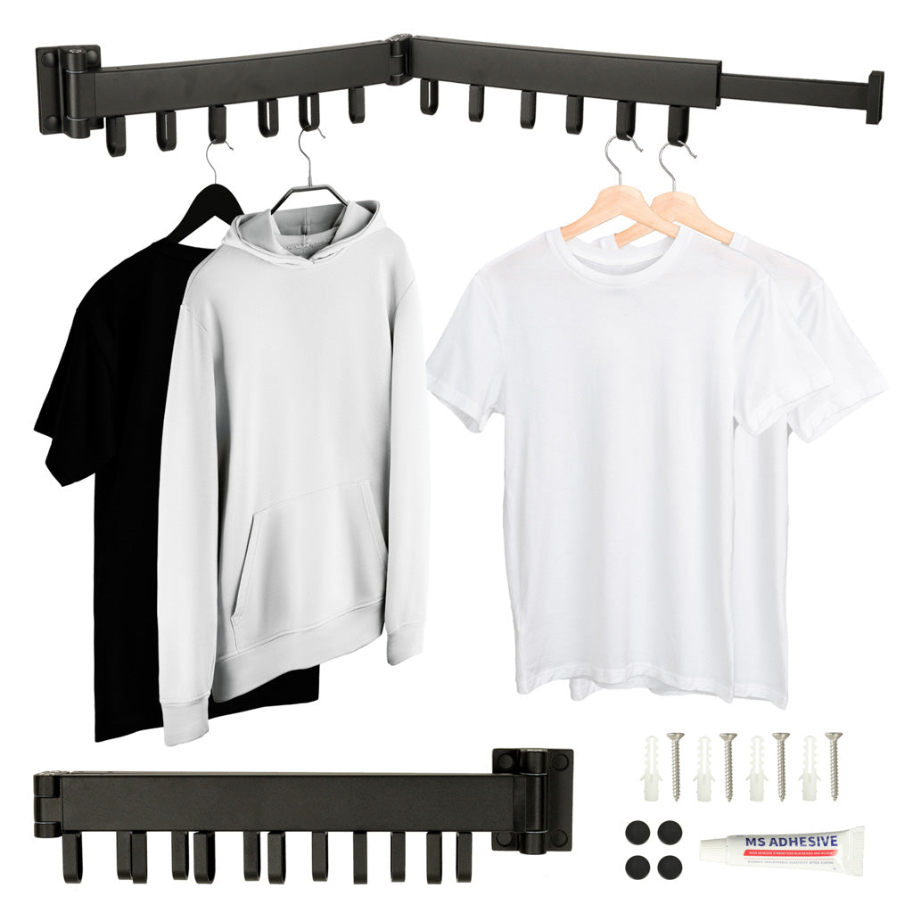 Telescopic Pull-out Wall Hanger 84cm Black
