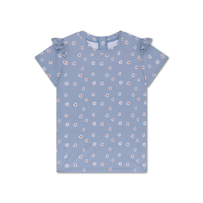 T-shirt de natation Swim Essentials - Manches courtes - Bleu - Daisy Flower