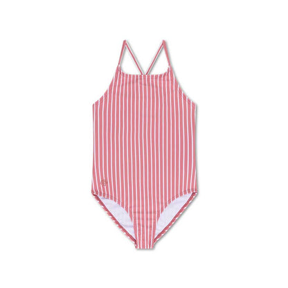 Swim Essentials Maiô Meninas - Listrado vermelho/branco - Daisy Flower