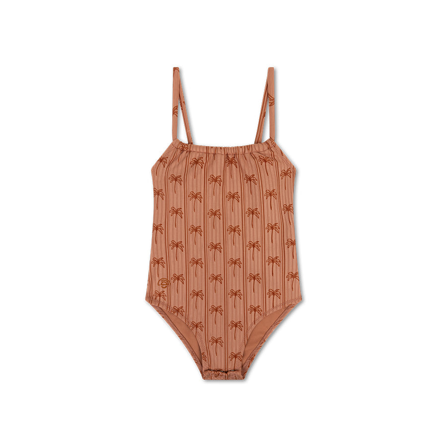 Swim Essentials Swimsuit Girls - Brown - Palm Stripe
