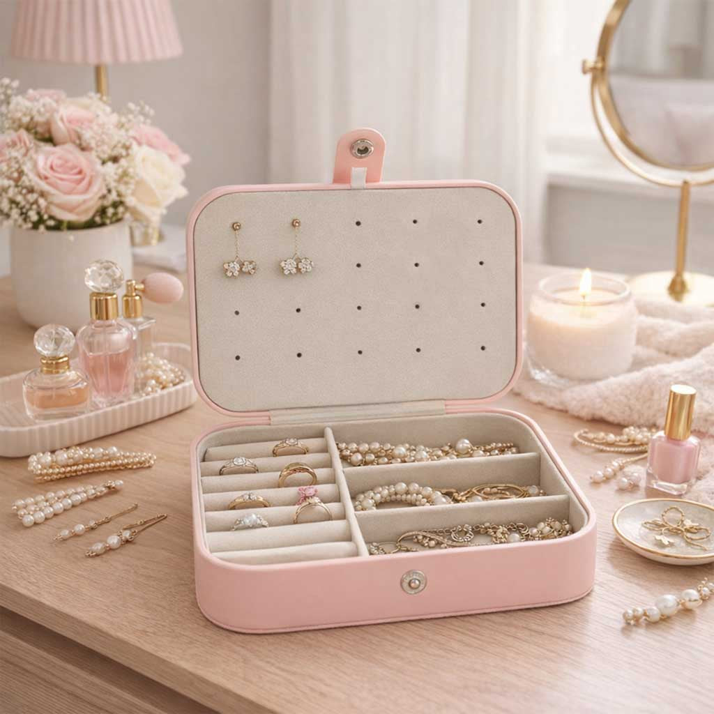 Casket Jewelry Box Organizer Pink