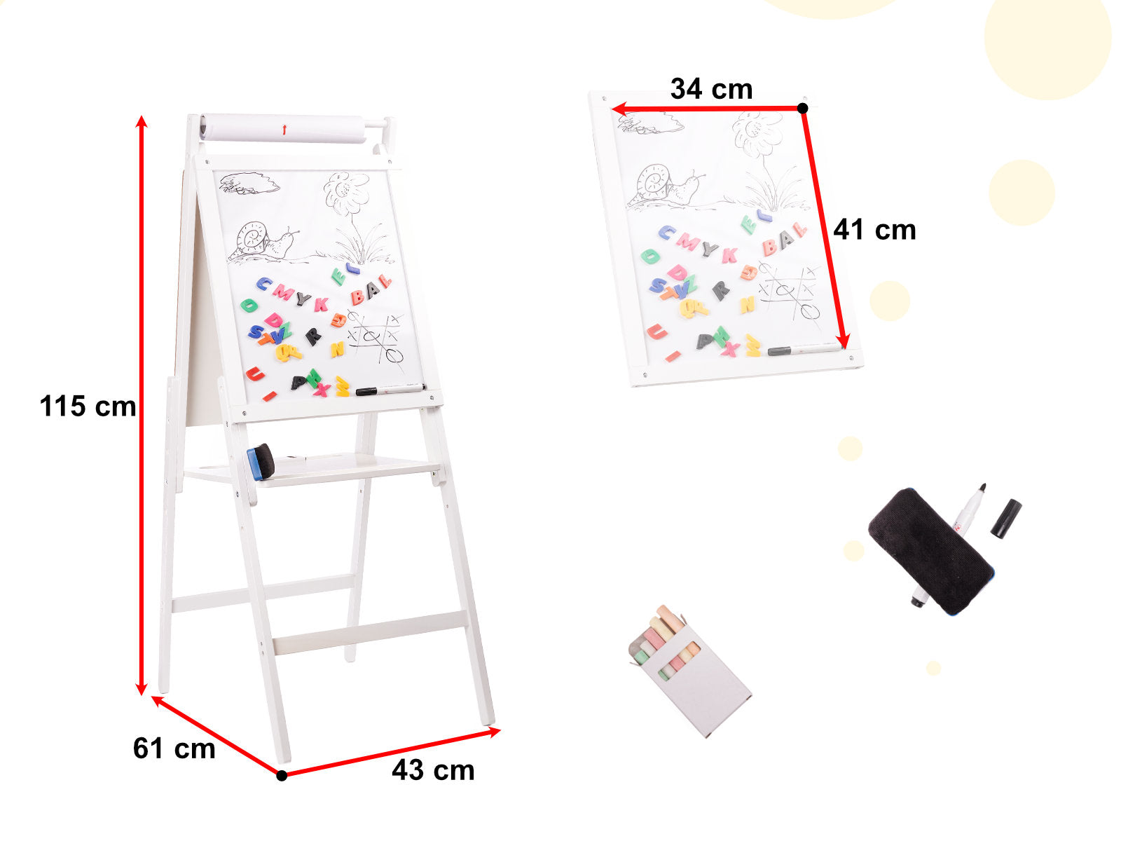 Wooden Magnetic Chalkboard White Large Xxl
