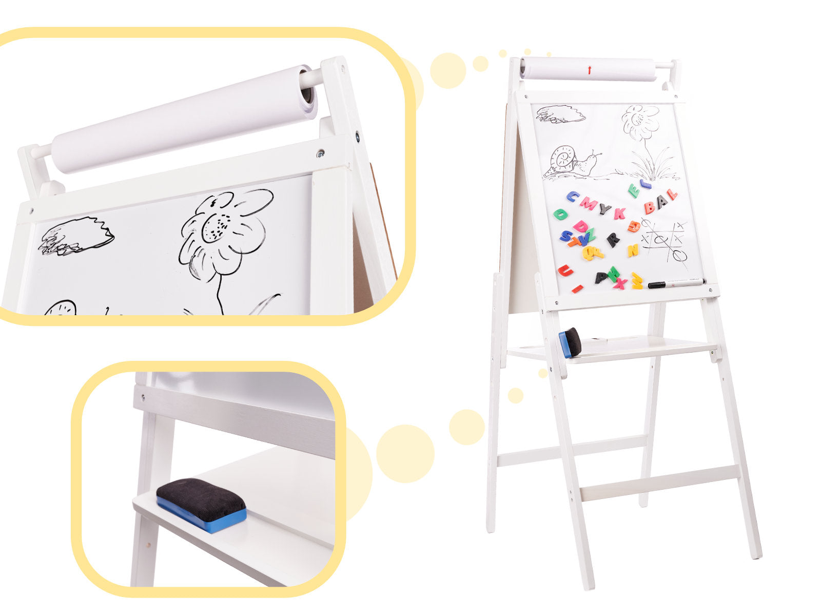 Wooden Magnetic Chalkboard White Large Xxl