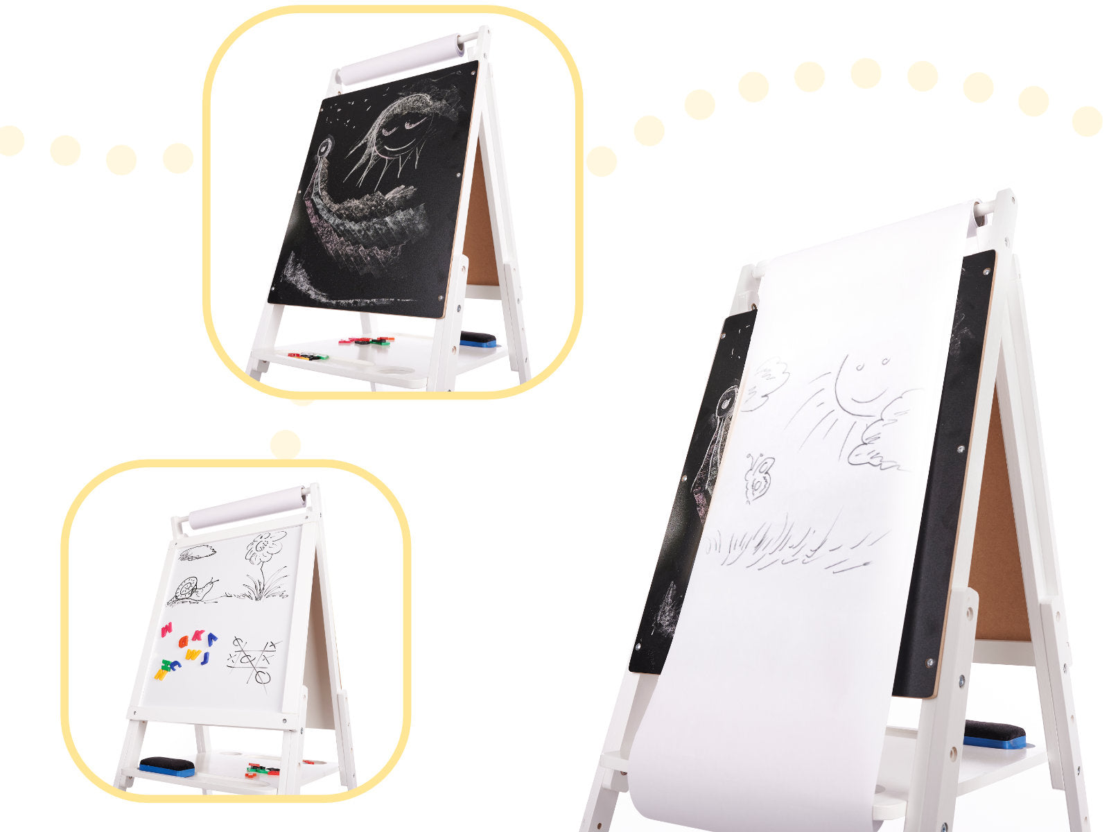 Wooden Magnetic Chalkboard White Large Xxl