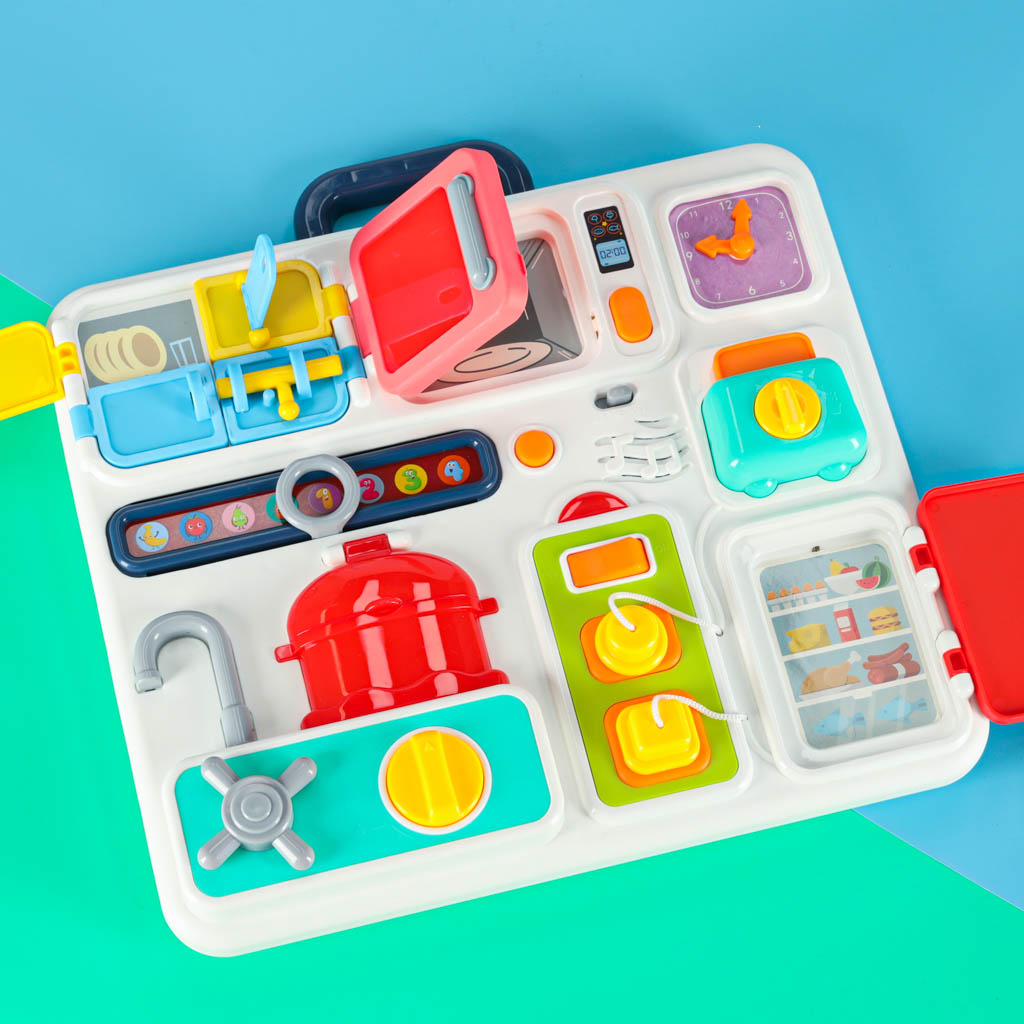 Sensory Manipulation Board Montessori Kitchen Clock Light Sound