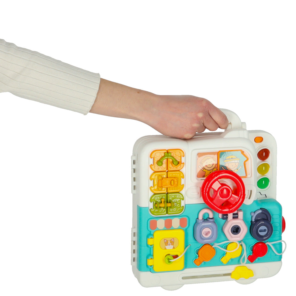 Senzorická Montessori manipulačná doska Puzdro Montessori Gombíky Medvedík Xxl Svetelný zvuk