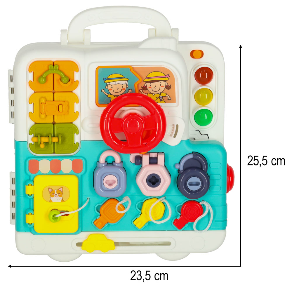 Senzorická Montessori manipulačná doska Puzdro Montessori Gombíky Medvedík Xxl Svetelný zvuk