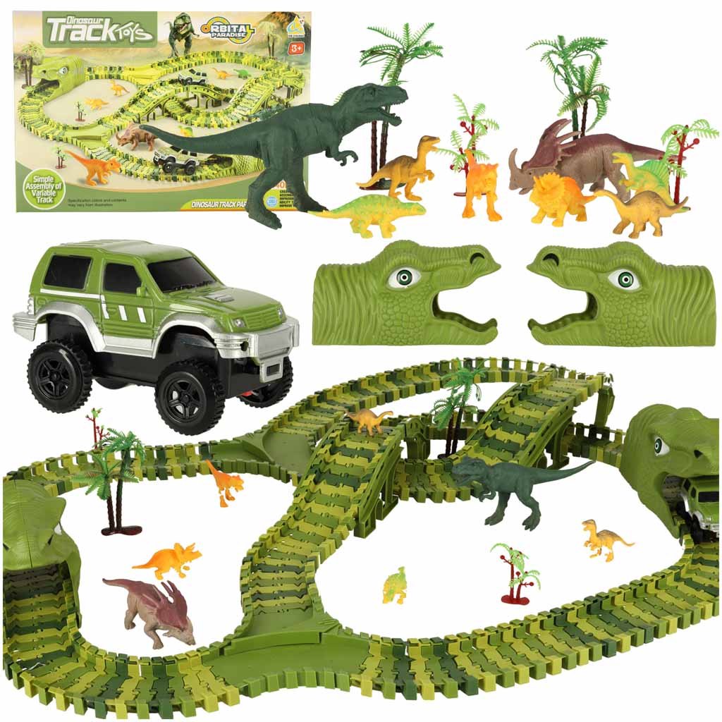 Carros de dinossauros de pista de corrida 240 elementos