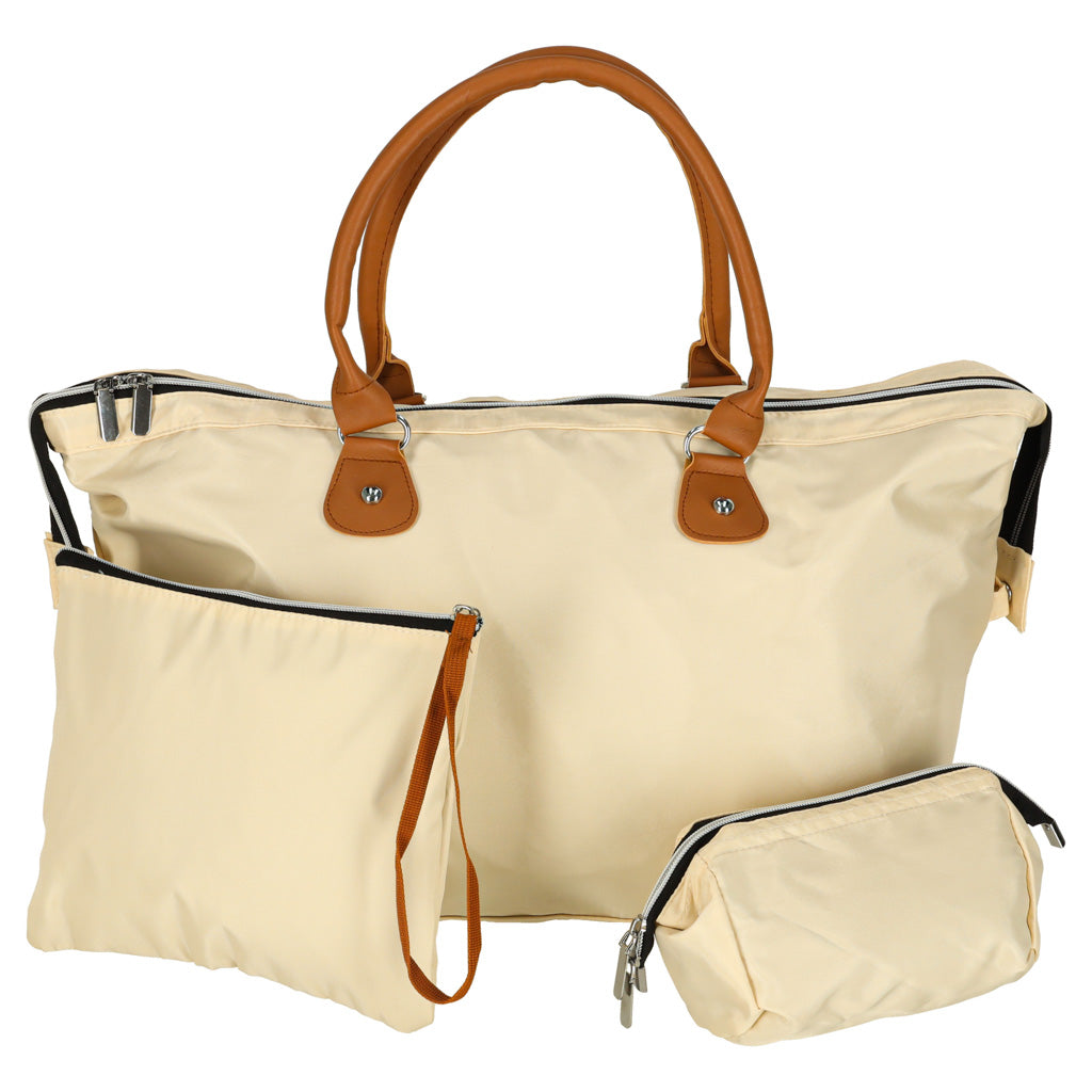 Women's Multifunctional Travel Stroller Bag For Mom Set Beige