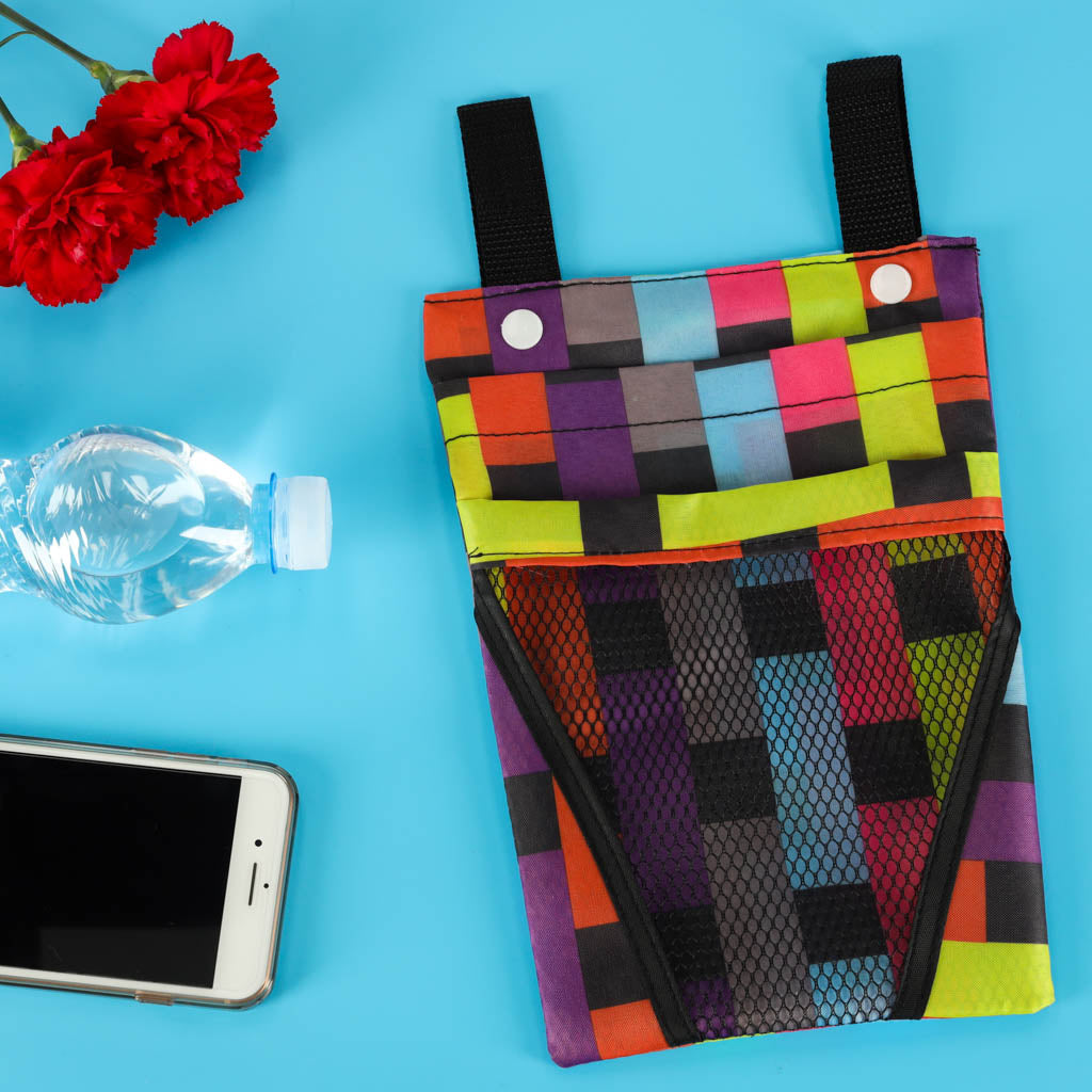 Bag For Bicycle Scooter Handlebars Phone Bicycle Pannier Colorful Check.