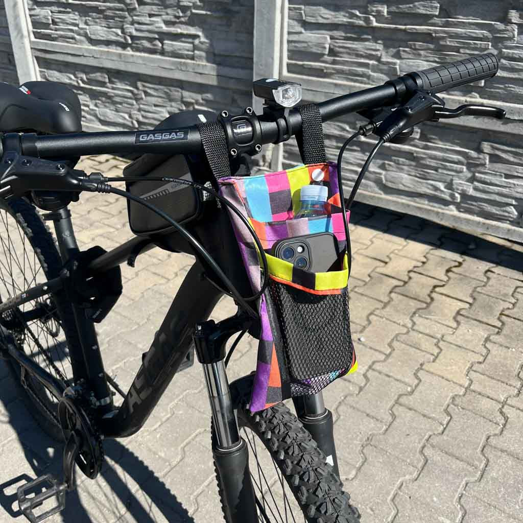 Bag For Bicycle Scooter Handlebars Phone Bicycle Pannier Colorful Check.