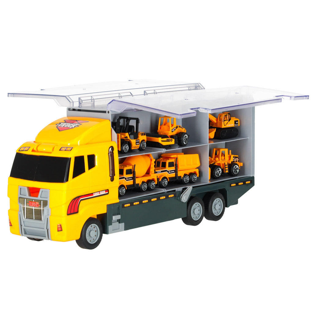 Transporter Truck Tir Launcher + Metallautos Baumaschinen