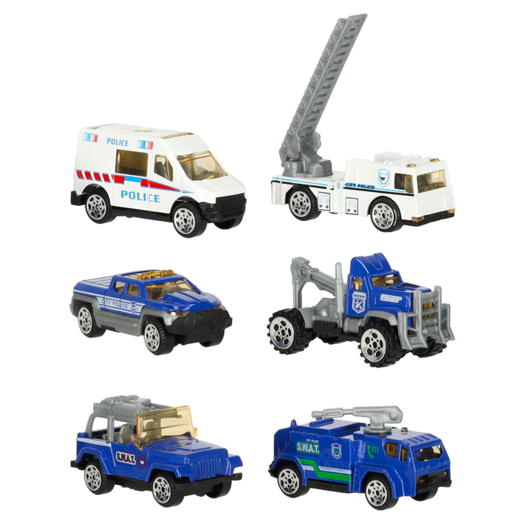 Wyrzutnia Tir Transporter Truck + Policja z metalowymi samochodami