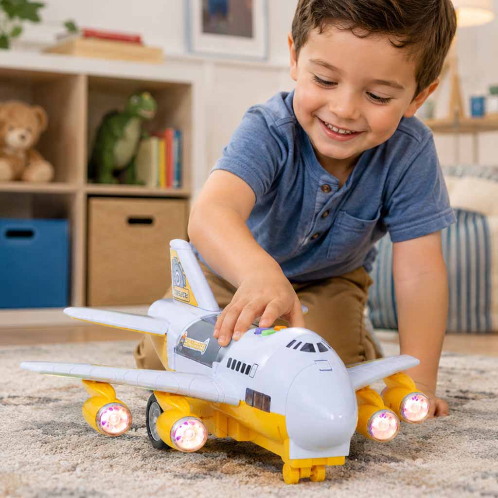Avión transportador + 6 coches Vehículos de construcción Lado/delantero