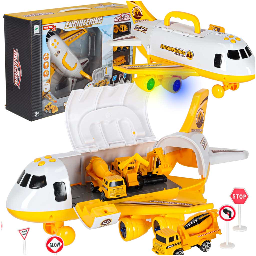 Transporter Plane + 3 Cars Construction Vehicles