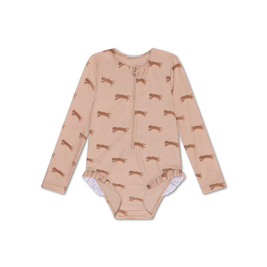 Costume da bagno UV per ragazze Swim Essentials con maniche - Marrone - Roamer