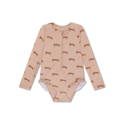 Costume da bagno UV per ragazze Swim Essentials con maniche - Marrone - Roamer