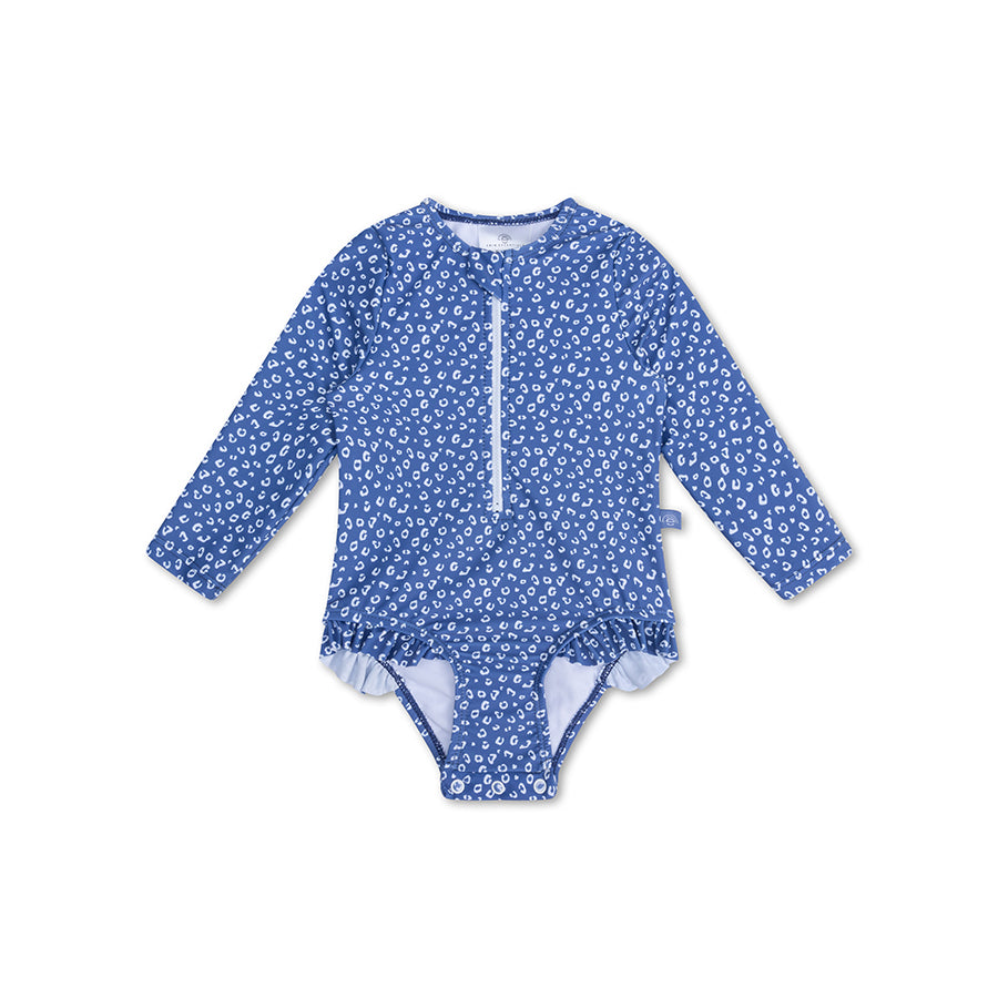 Swim Essentials Uv Maillot De Bain Filles Avec Manches - Bleu - Léopard