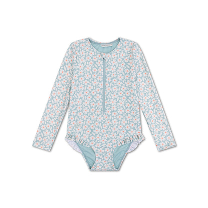 Swim Essentials Uv бански костюм за момичета с ръкави – зелено – цветно