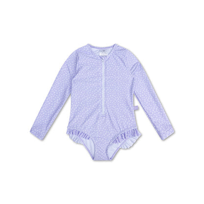 Maillot de bain anti-UV Swim Essentials pour filles avec manches - Lila - Léopard