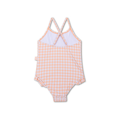 Swim Essentials Swimsuit Girls - Orange/white - Sunset Grid