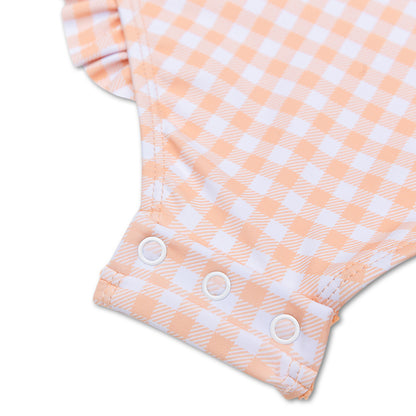 Swim Essentials Swimsuit Girls - Orange/white - Sunset Grid