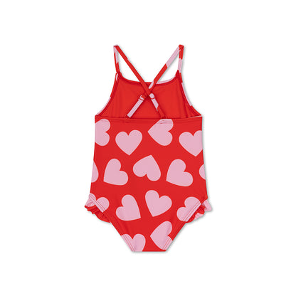 Swim Essentials Swimsuit Girls - Red - Hearts