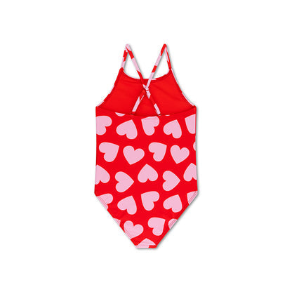 Swim Essentials Swimsuit Girls - Red - Hearts